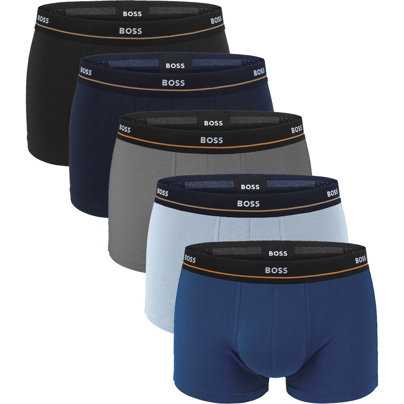 BOSS - boxerky 5PACK essential cotton stretch dark color & blue tones 66840675