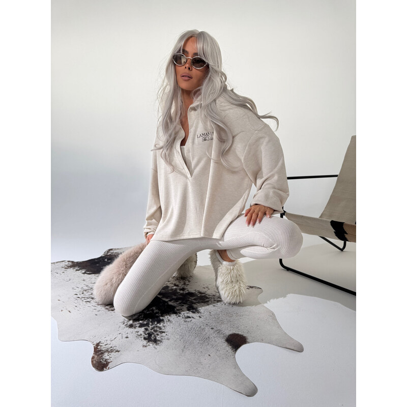 LaManuel Dámska béžová rebrovaná mikina SEPARATE 66840763
