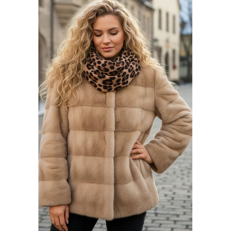 Glara Tunelový šál so zvieracím vzorom a kožúškom 8394661