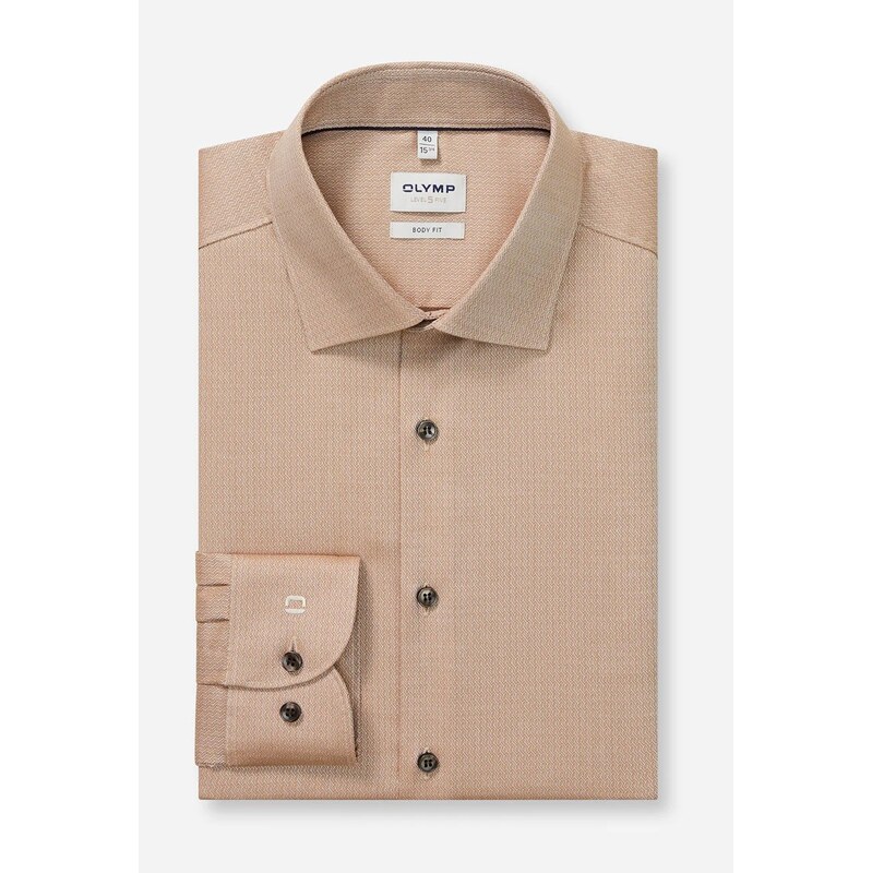 Pánska karamelová košeľa so štruktúrou OLYMP body fit 66841047