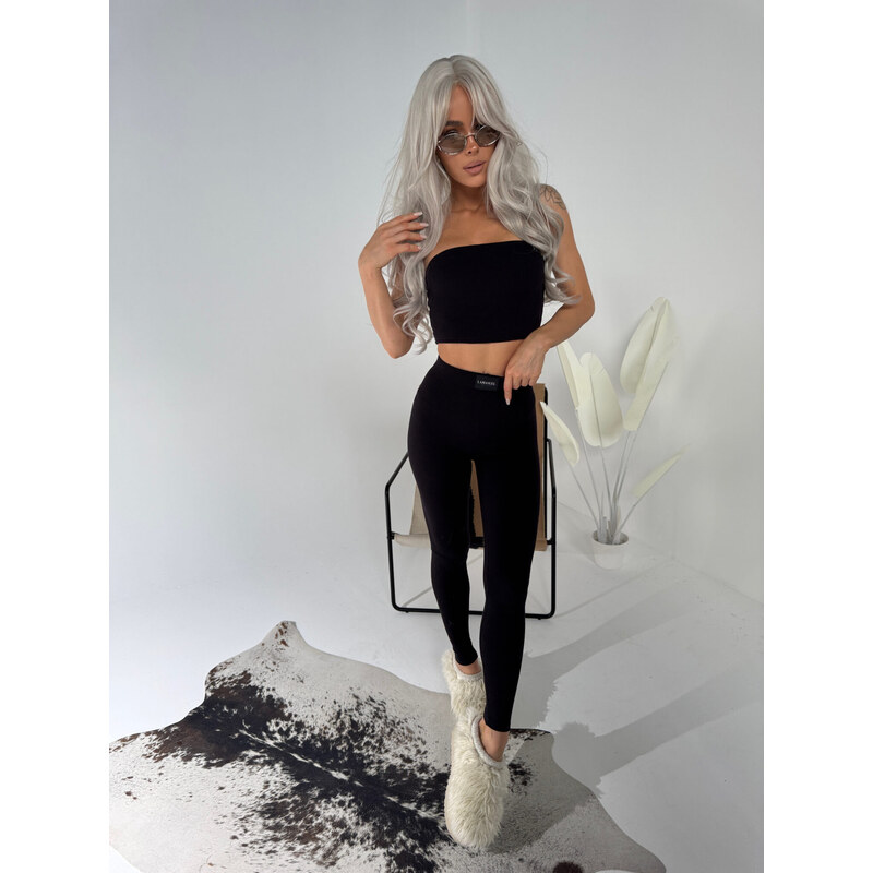 LaManuel Dámsky rebrovaný čierny komplet SEPARATE 66841299