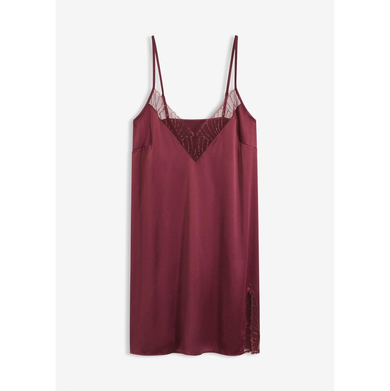 bonprix Saténové negližé s elegantnou výšivkou, farba červená 66841345