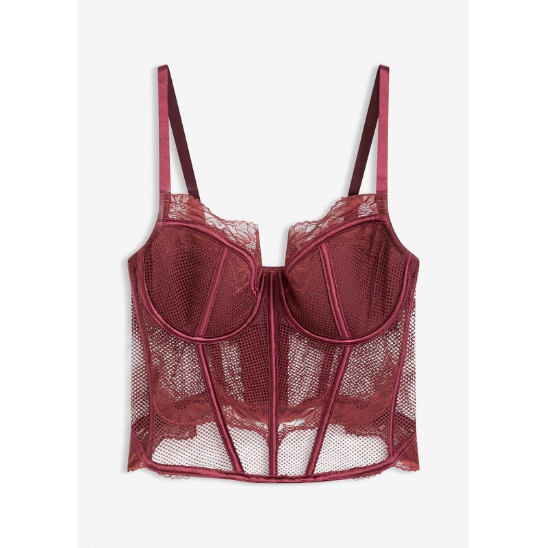 bonprix Korzet s elegantnou čipkou, farba červená 66841343