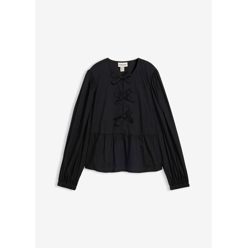 bonprix Blúzka s mašľovými detailmi, farba čierna 66841368
