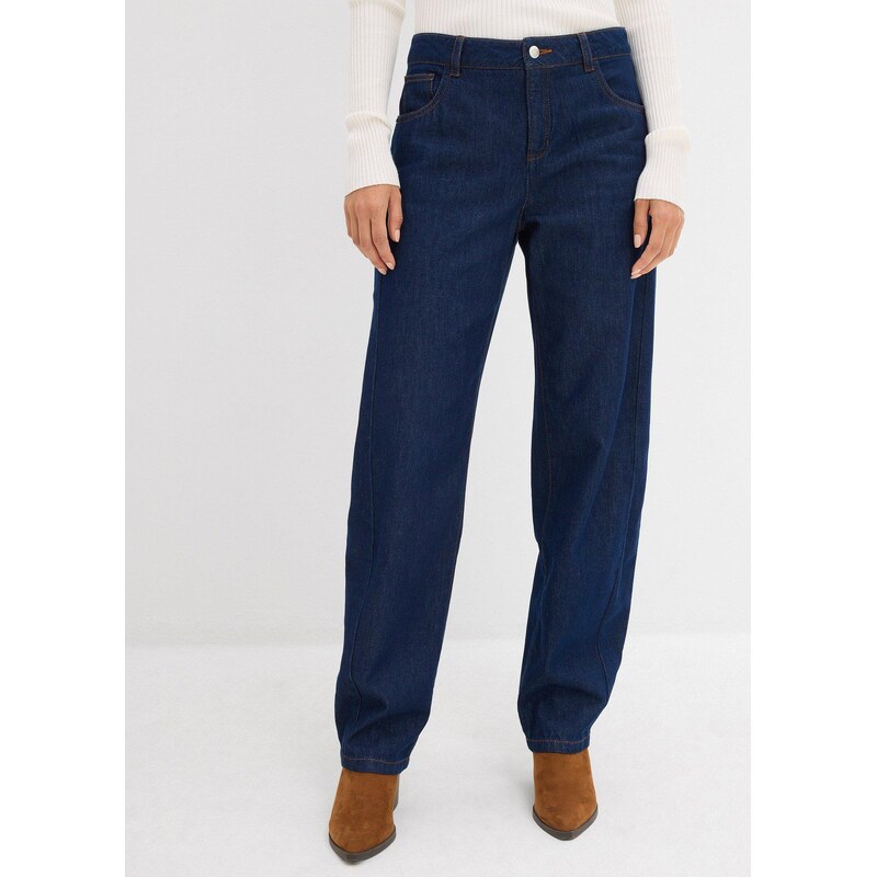 bonprix Balónové džínsy, Mid Waist, farba modrá 66841365