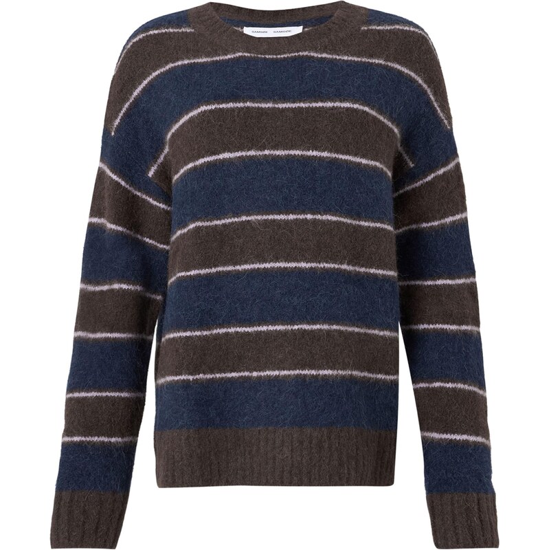 Samsøe Samsøe Sveter Jeanne námornícka modrá / tmavohnedá / biela 66846943