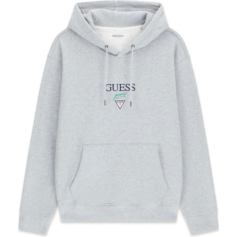 GUESS JEANS Mikina BAKER sivá melírovaná / jedľová / čierna / biela 66846991