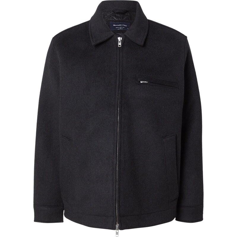 Abercrombie & Fitch Prechodná bunda čierna melírovaná 66847052