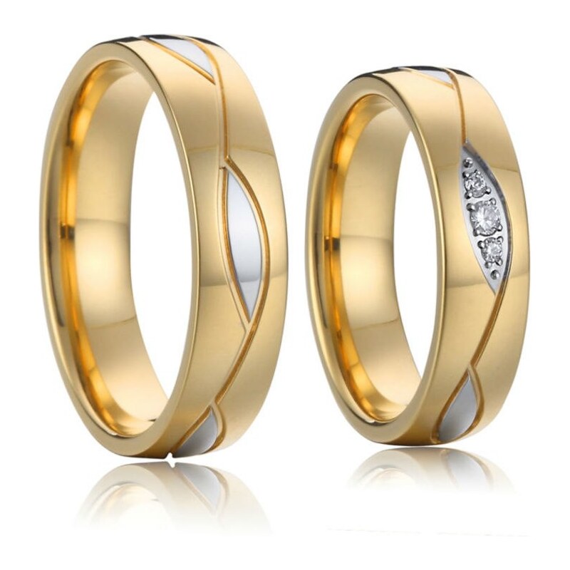 Ligot Obrúčky z chirurgickej ocele s pozlátením a zirkónmi CR025 66848868