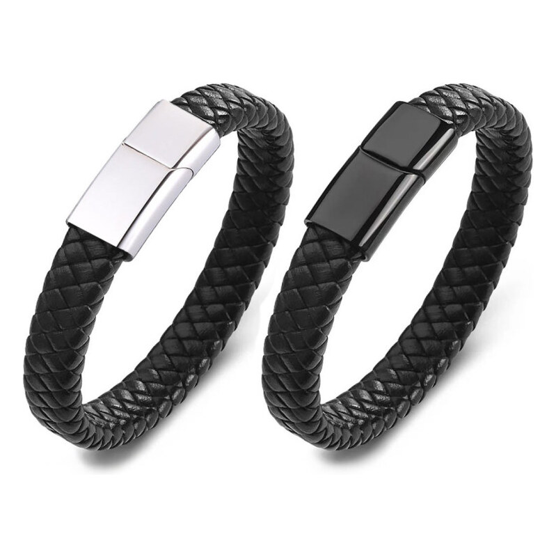 Impress Jewelry Pánsky kožený prepletaný náramok Hyginus Čierny 65228306