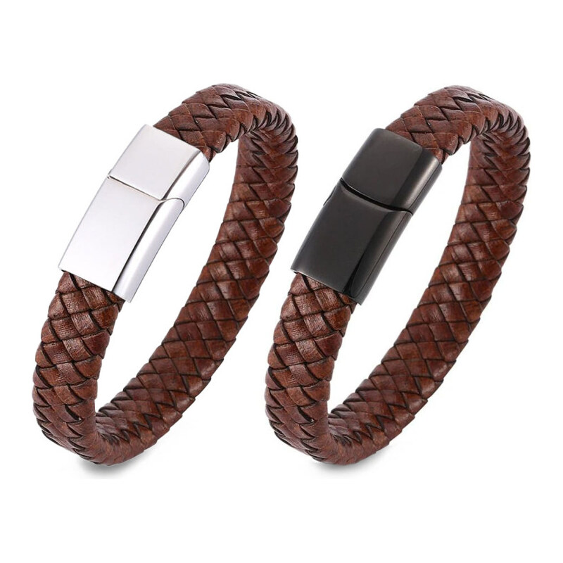 Impress Jewelry Pánsky kožený prepletaný náramok Hyginus Hnedý 65228307