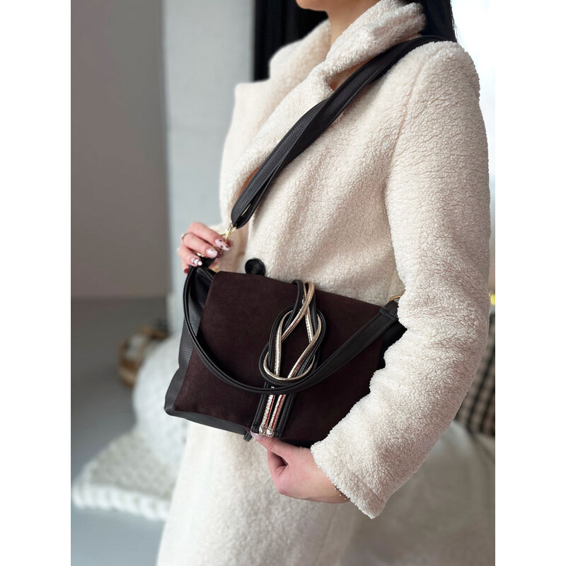 GROSSO Čokoládovo hnedá kabelka cez rameno / crossbody 66937843