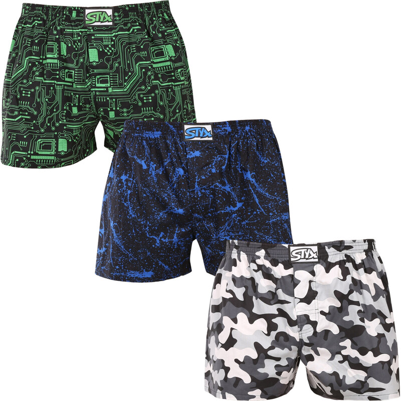 3PACK pánske trenky Styx art klasická guma nadrozmer viacfarebné 66854797