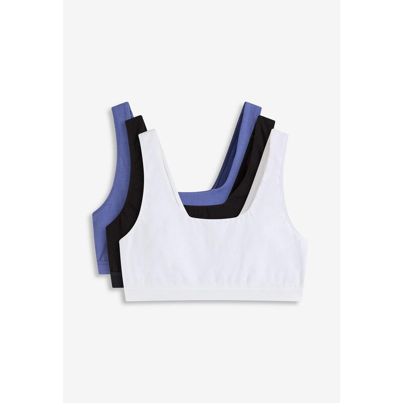 bonprix Podprsenka s bio bavlnou (3 ks v balení), farba čierna 64039441