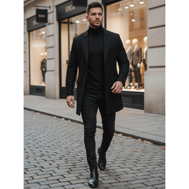 Pánsky kabát čierny Dstreet CX0380 65502736