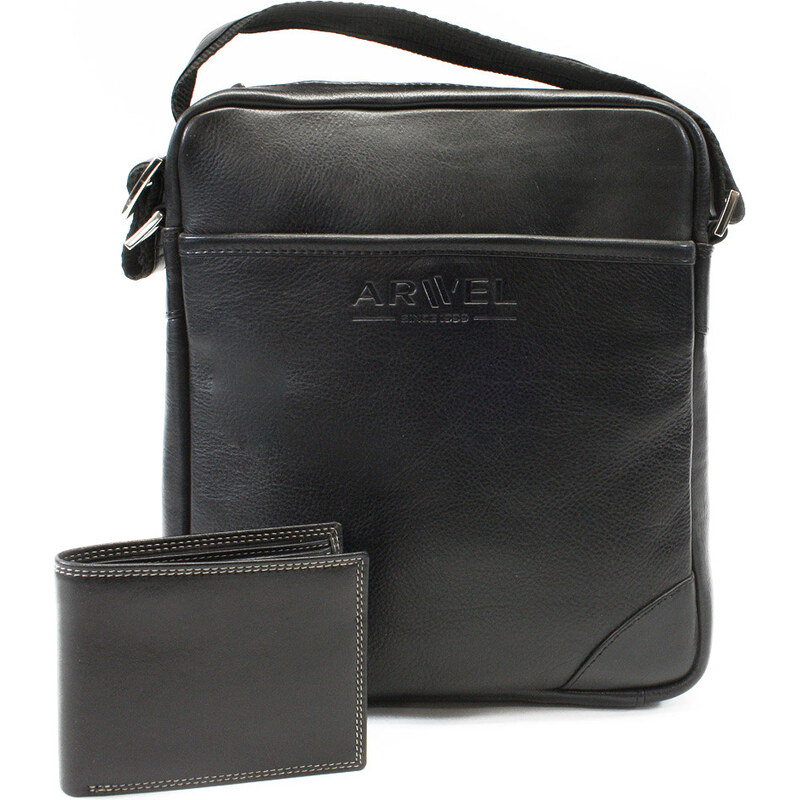 Arwel Súprava čierneho pánskeho crossbagu a peňaženky 412-1713-9160-60 66856587