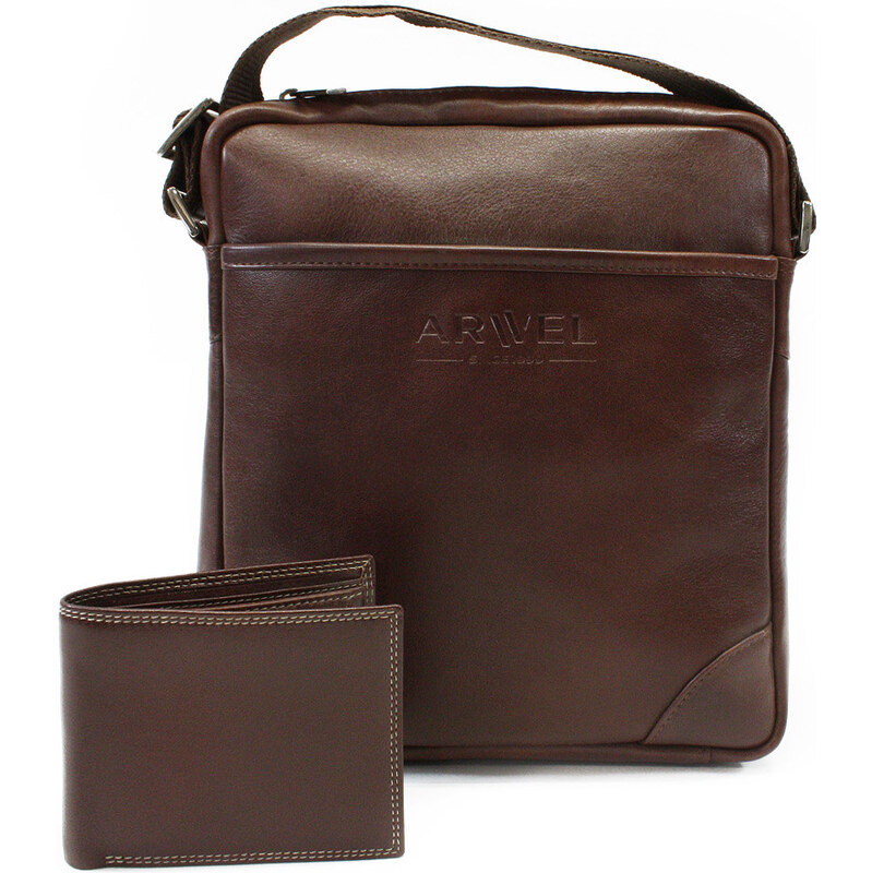 Arwel Sada hnedého pánskeho crossbagu a peňaženky 412-1713-9160-40 66856588