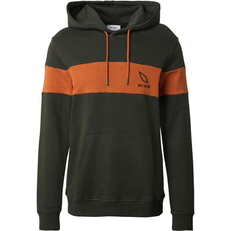 Only & Sons Mikina ONSLUKE tmavozelená / oranžová 66858249