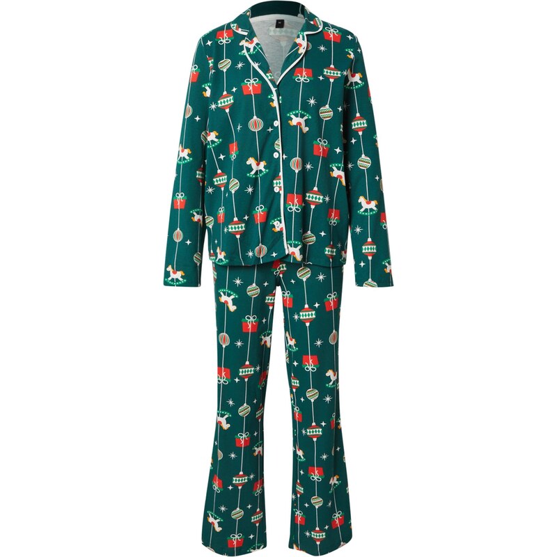 Trendyol Pyžamo zlatá žltá / tmavozelená / červená / biela 65796602