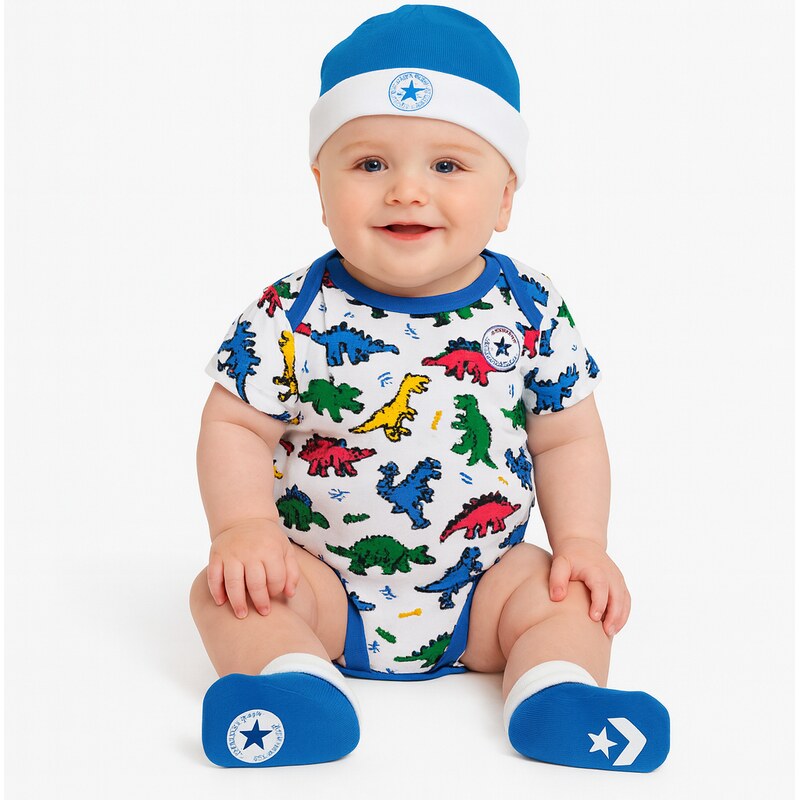 Converse converse aop bodysuit, bib, bootie 3pc set WHITE 38044602