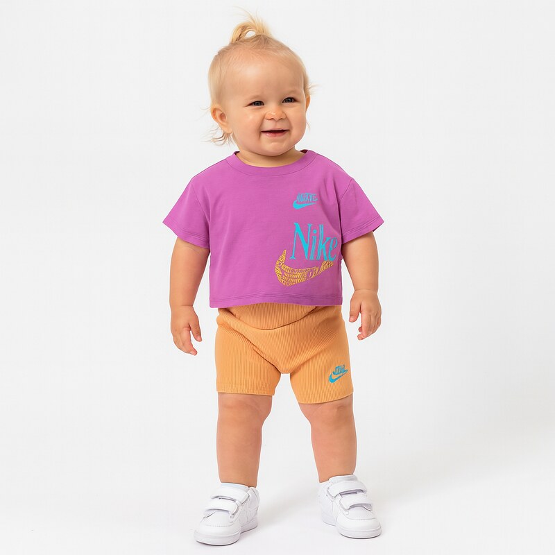 Nike kids girl wild flower boxy tee short APRICOT 64111415