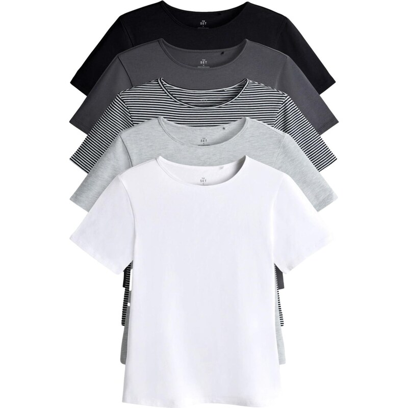 The Set Tričko tmavosivá / sivá melírovaná / čierna / biela 66858689