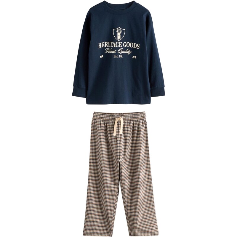 Next Pyžamo námornícka modrá / hnedá / svetlohnedá / biela 66858775
