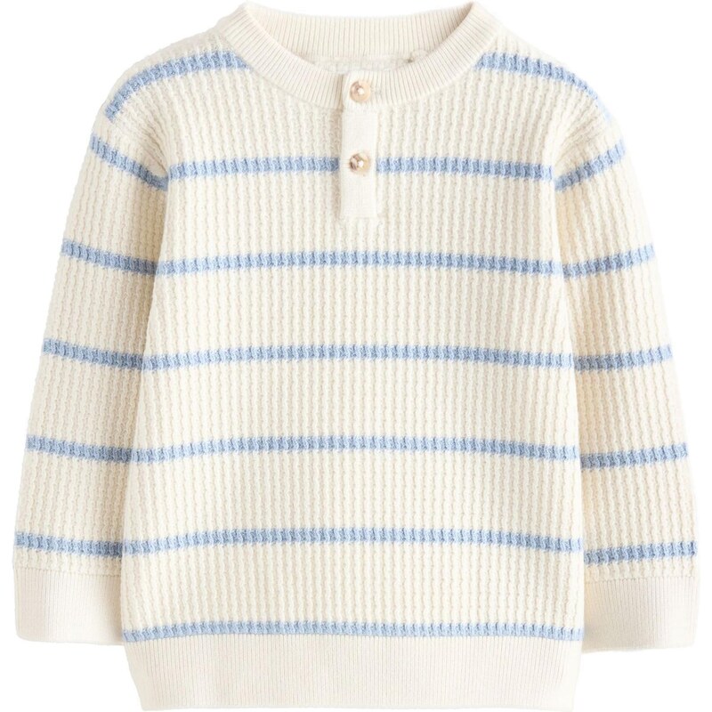 Next Sveter Henley krémová / modrá 66858799