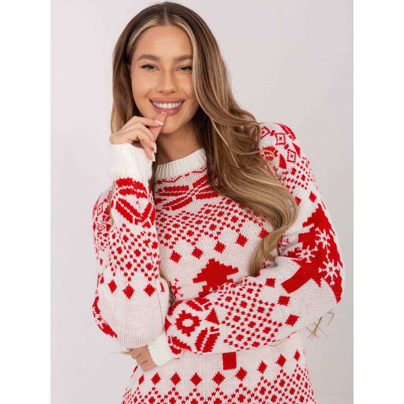 Italy Moda Vianočný sveter s červeným vzorom 66856644