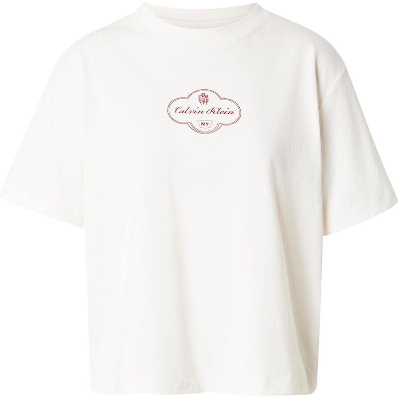 Calvin Klein Jeans Tričko tmavočervená / biela 66858975