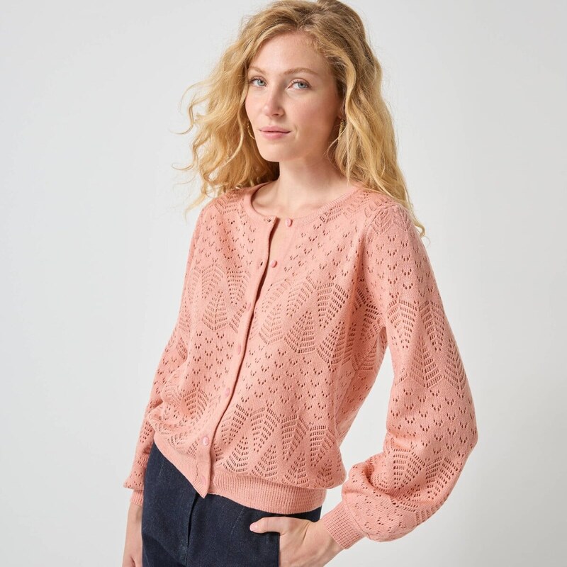 Sveter s dierkovaným vzorom ružová pudrová 054 Blancheporte 66860381