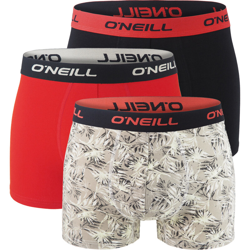 ONEILL - boxerky 3PACK cotton stretch frozen leafs & bittersweet tones 66862862