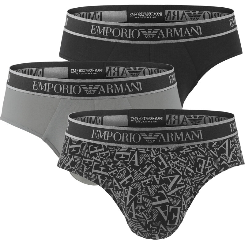 EMPORIO ARMANI - slipy 3PACK stretch cotton iconic Armani logo shade 66862865