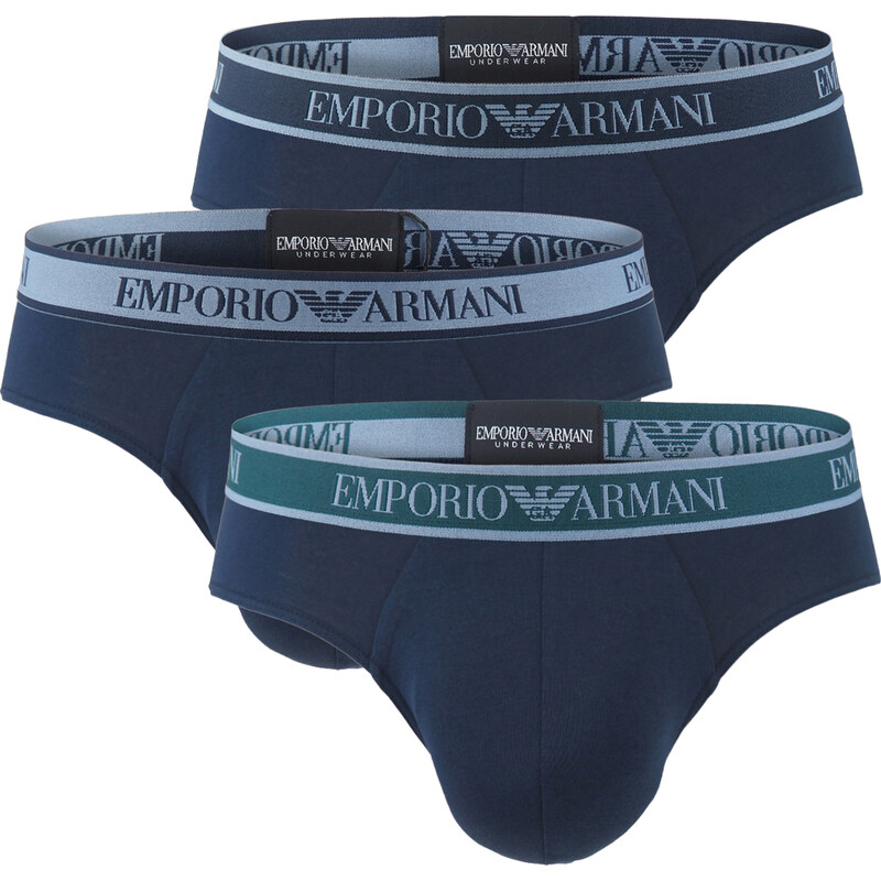 EMPORIO ARMANI - slipy 3PACK stretch cotton modern signature logo navy 66862866