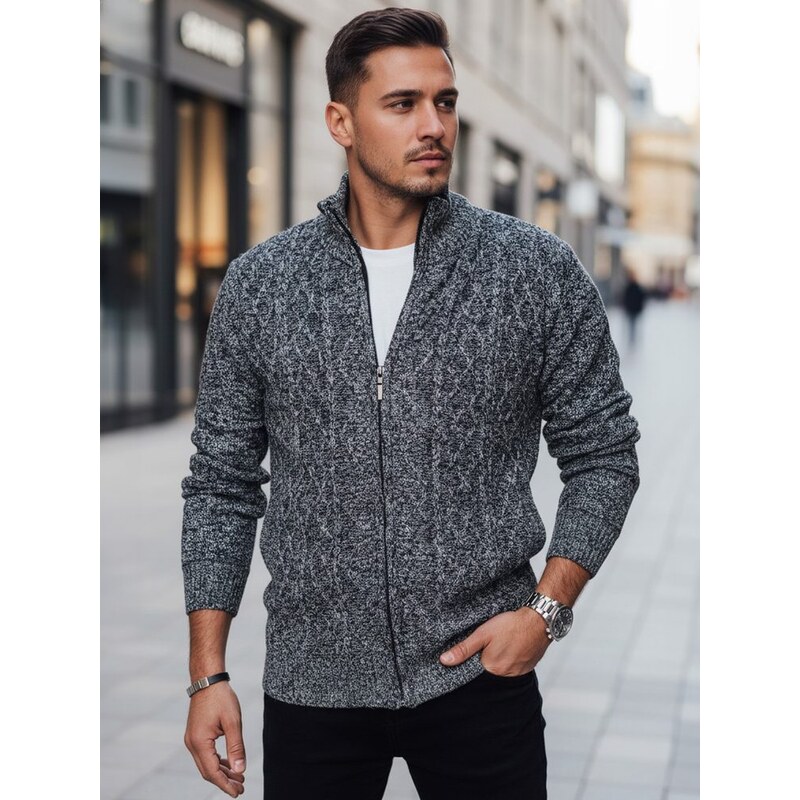 Dstreet Trendy vzorovaný šedý pánsky sveter 66863052