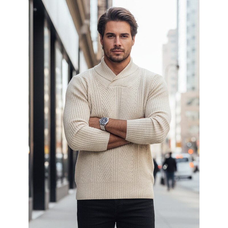 Dstreet Štýlový pánsky béžový sveter 66863056