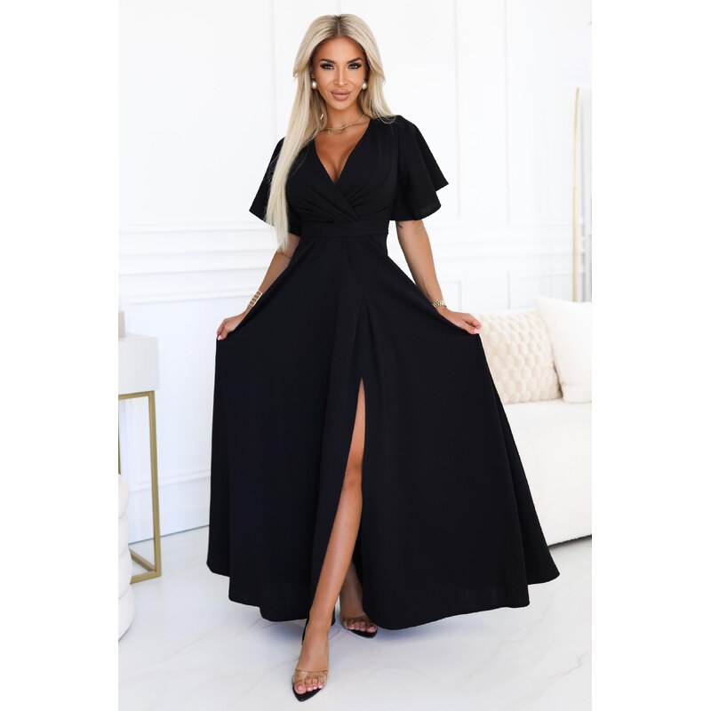 miadresses.sk Čierne spoločenské šaty s rozparkom 66862888