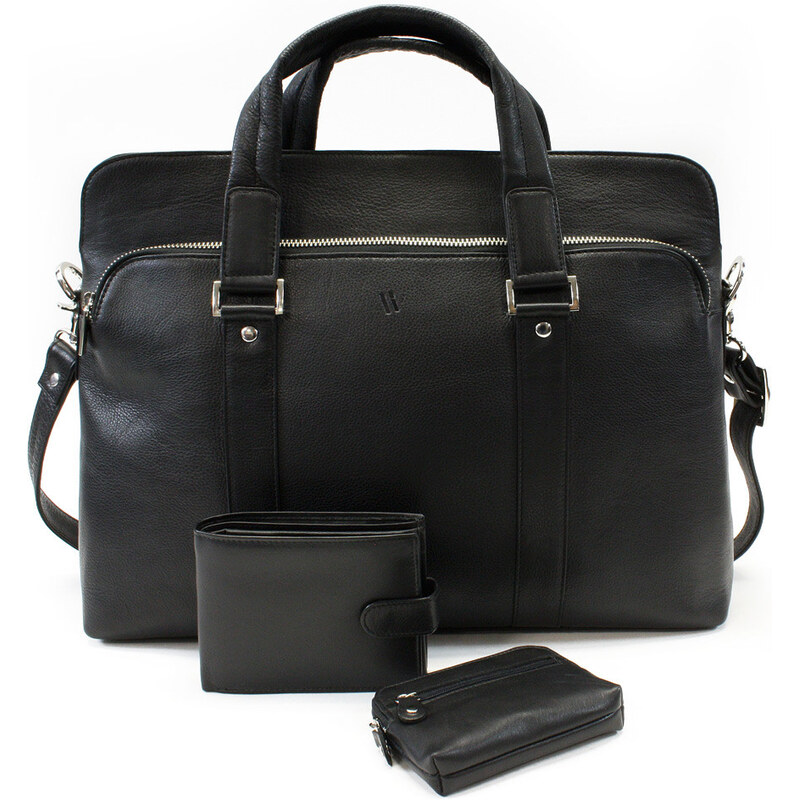 Arwel Súprava čiernej tašky na notebook, peňaženky a kľúčenky 412-2187 66864928