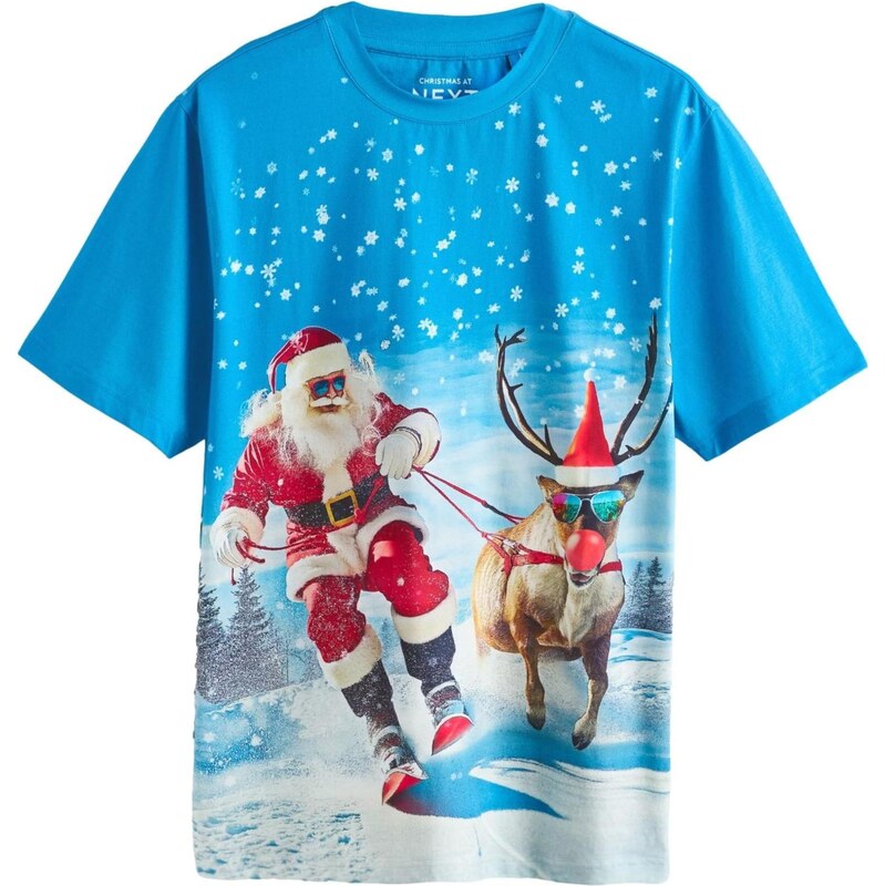 Next Tričko azúrová / hnedá / tmavočervená / biela 66865922