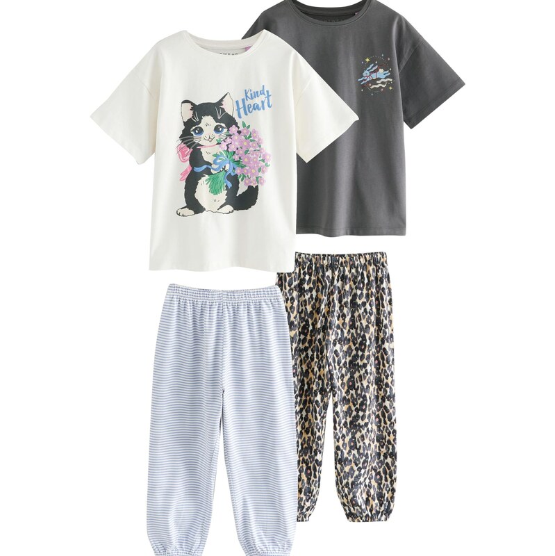 Next Pyžamo svetlomodrá / tmavosivá / svetloružová / prírodná biela 66866010