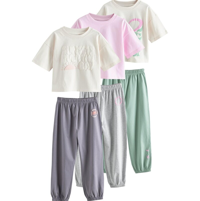 Next Pyžamo svetlobéžová / sivá / svetlozelená / ružová 66866174