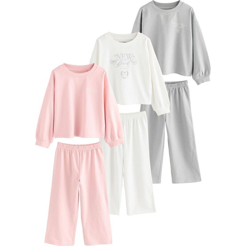 Next Pyžamo svetlosivá / ružová / biela 66866419