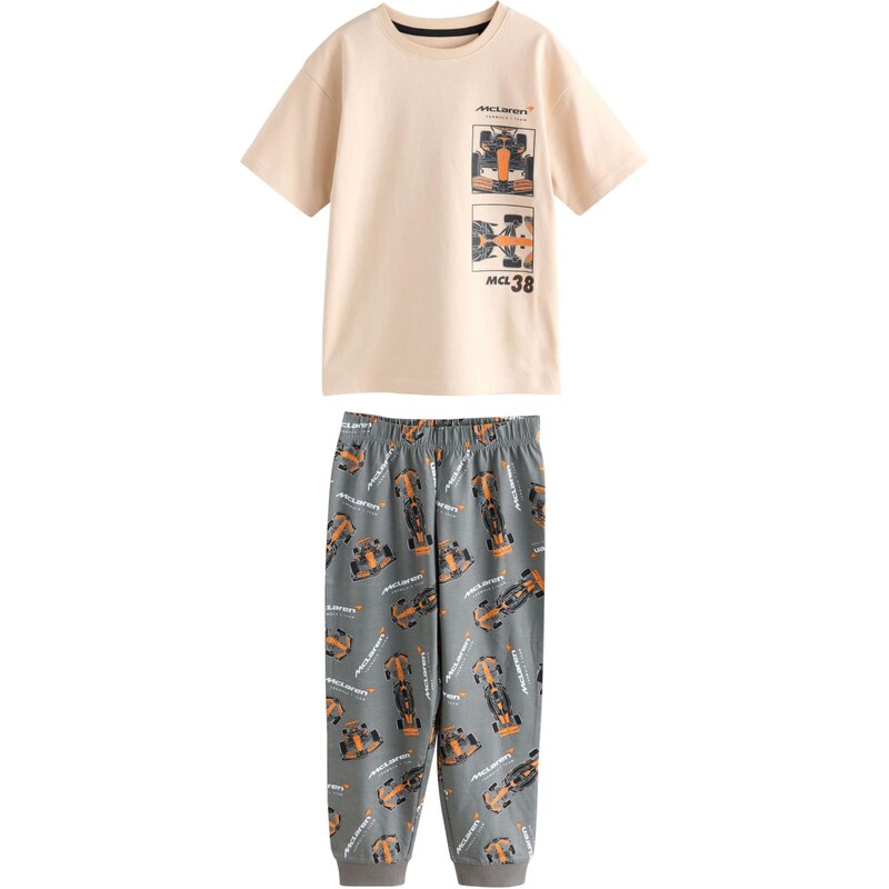 Next Pyžamo béžová / tmavosivá / oranžová / čierna 66867193