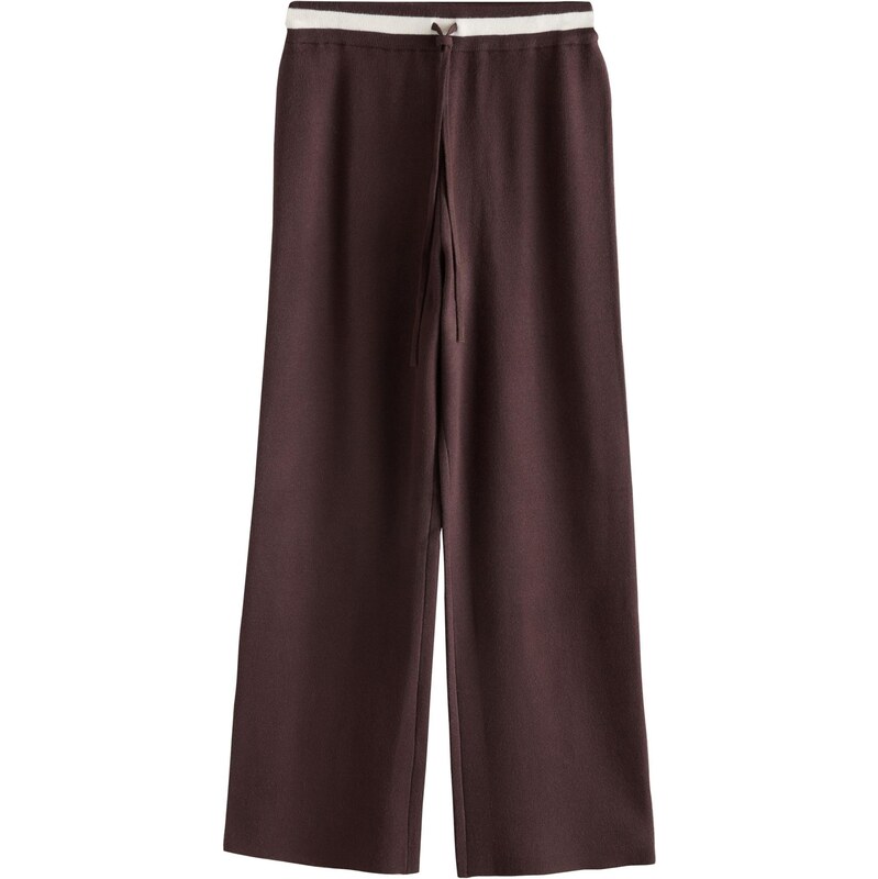 Next Nohavice tmavohnedá / biela 66867433