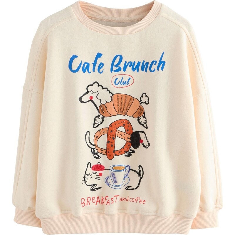 Next Mikina krémová / modrá / oranžová / čierna 66867869