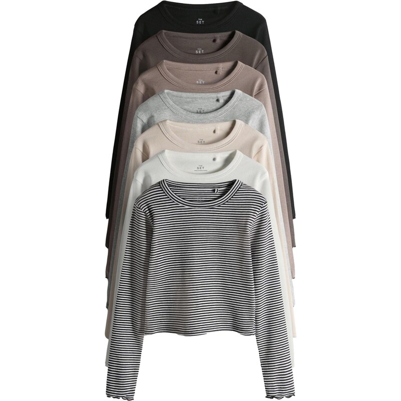 The Set Tričko béžová / krémová / hnedá / sivá melírovaná / čierna 66867947