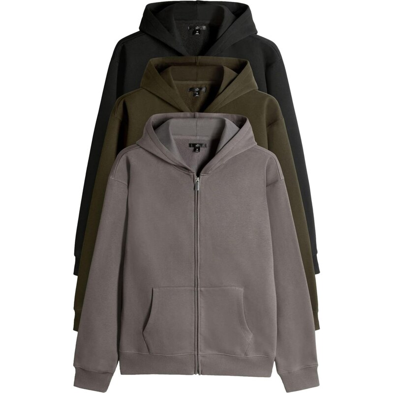 The Set Tepláková bunda tmavošedá / olivová / čierna 66868223