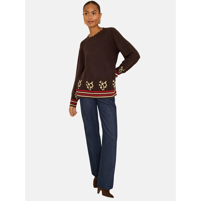 love & roses Sveter Love & Roses Animal Heart béžová / čokoládová / 66868314