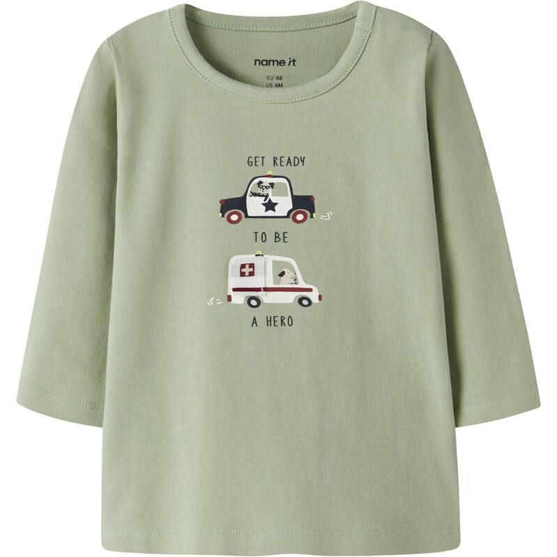 NAME IT Tričko NBMTINUS pastelovo zelená / tmavočervená / čierna / 66868426