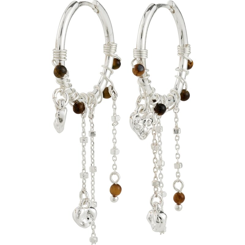 Pilgrim Náušnice Mylan tmavohnedá / strieborná / priehľadná 66868515